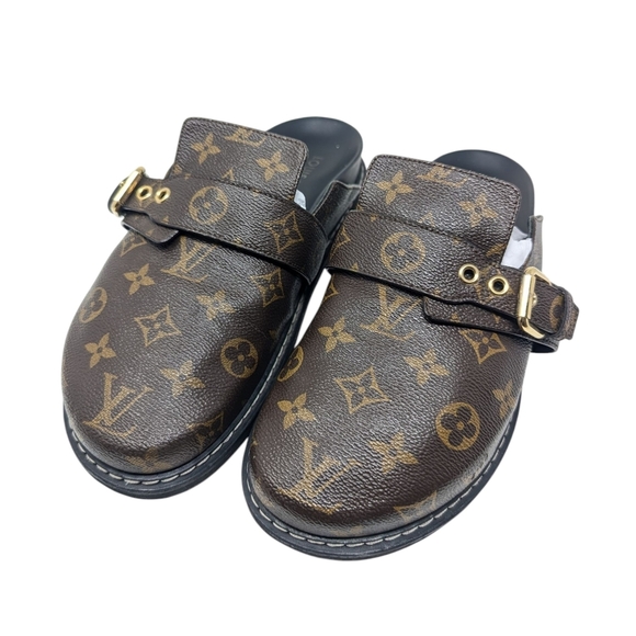 Louis Vuitton Cosy Flat Comfort Clog Mules Monogram Leather and Canvas Size EU41